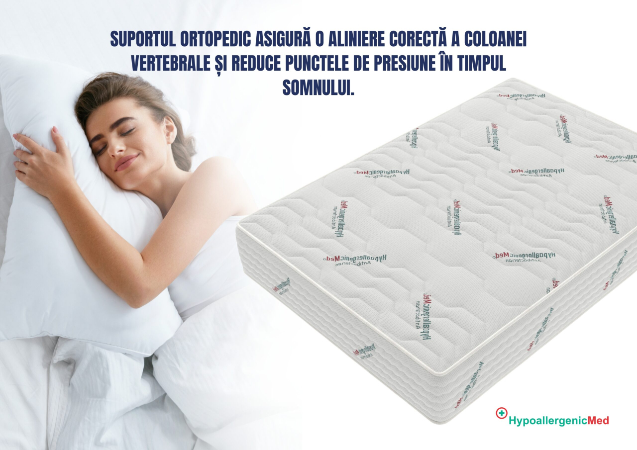 Saltea cu arcuri Pocket HypoallergenicMed® Safe Relax HoReCa 200x200, înălțime 25 cm, ortopedică, husă tratament antialergic, fermitate mediu-tare [3]