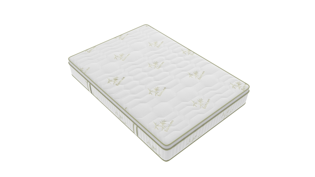 Saltea cu memorie si arcuri Bambus Super Confort Pocket Multilayer 120x200, inaltime 25 cm, husa matlasata, sistem 3D, manere, fermitate medie [10]
