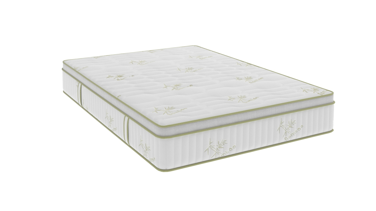 Saltea cu memorie si arcuri Bambus Super Confort Pocket Multilayer 120x200, inaltime 25 cm, husa matlasata, sistem 3D, manere, fermitate medie [9]