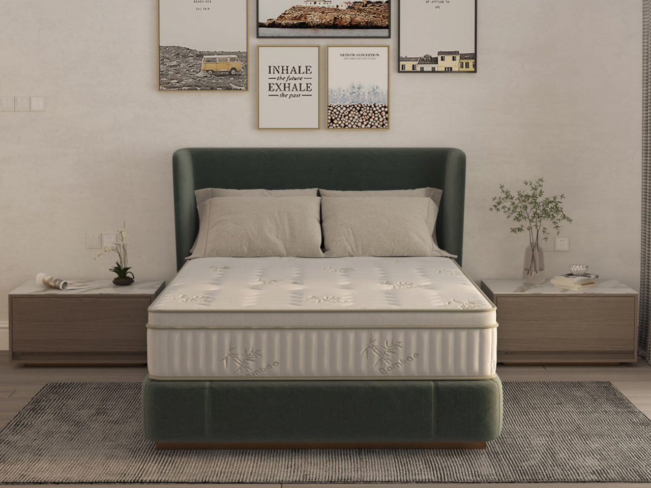 Saltea cu memorie si arcuri Bambus Super Confort Pocket Multilayer 140x200, inaltime 25 cm, husa matlasata, sistem 3D, manere, fermitate medie [1]