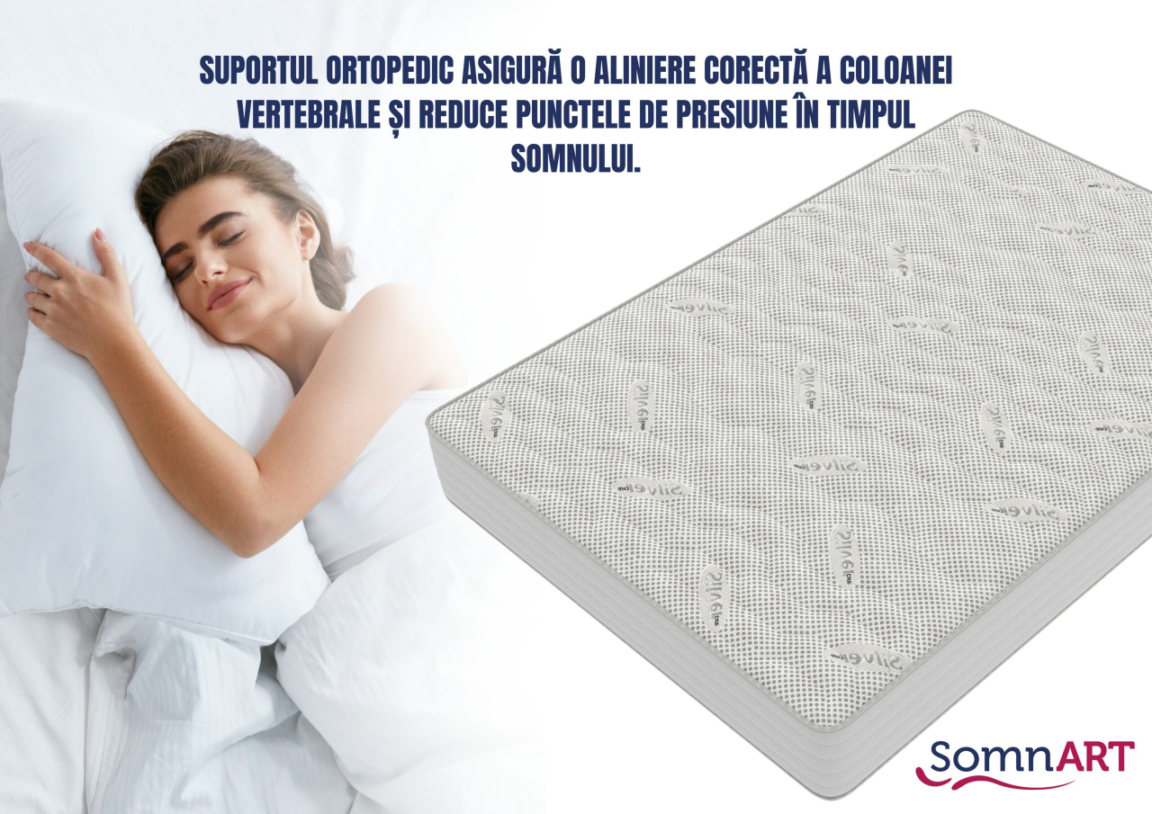Saltea cu memorie si arcuri Silver Evolution Pocket Spring, Horeca, 120x200, inaltime 30 cm, husa tricot Silver, fermitate ridicata [3]