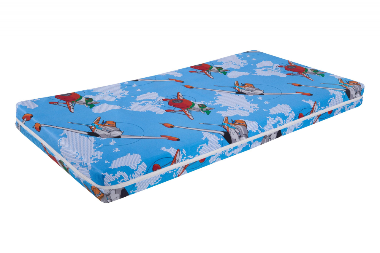 Saltea cu memorie Somnart Memory 70x140, înălțime 10 cm, pentru bebeluși și copii, husă impermeabilă, fermitate medie, model aviator [2]