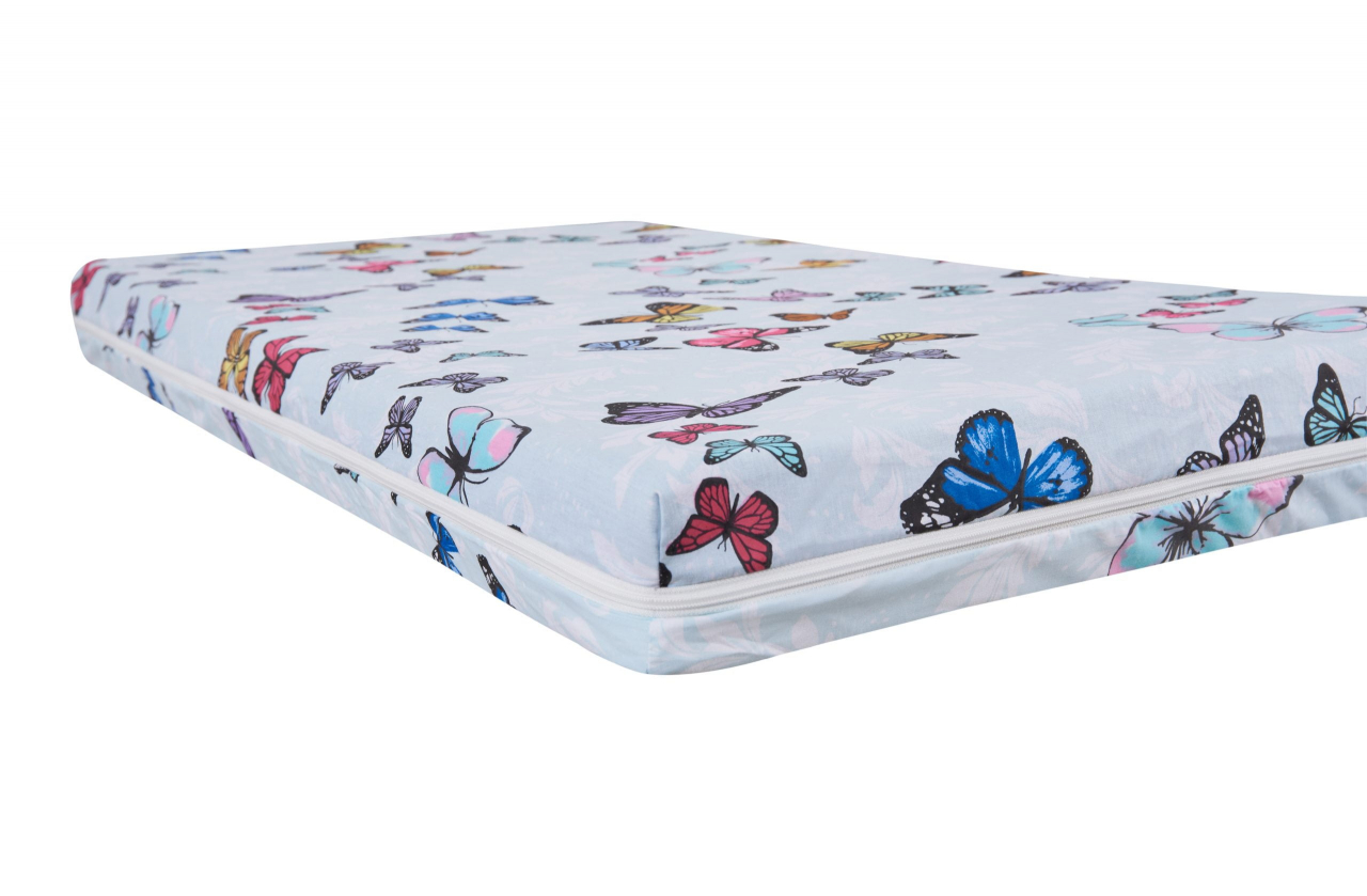 Saltea cu memorie Somnart Memory 60x120, înălțime 10 cm, pentru bebeluși și copii, husă impermeabilă, fermitate medie, model fluturi [2]