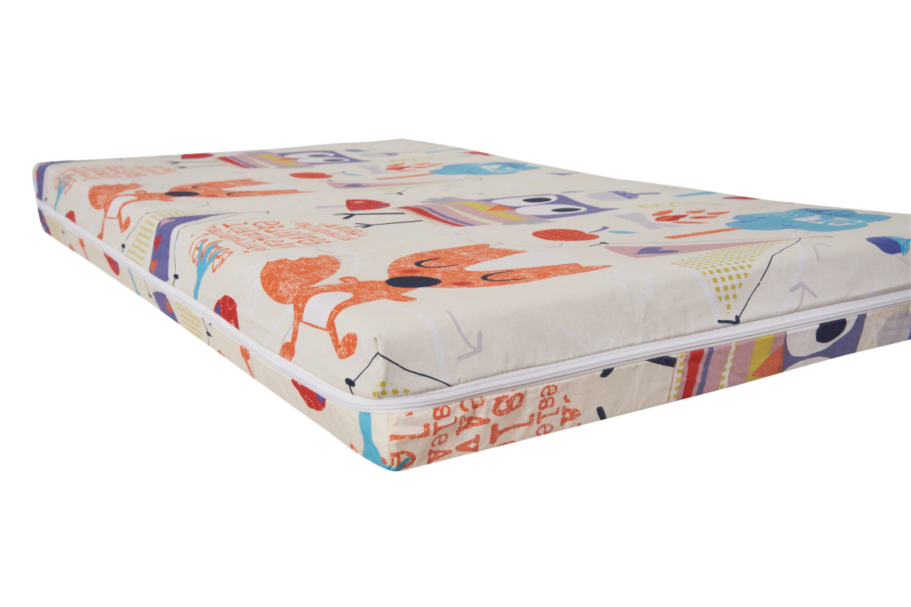 Saltea cu spumă poliuretanică Somnart Ortopedică 70x140, înălțime 10 cm, pentru bebeluși și copii, husă impermeabilă, fermitate medie, model bufniță [2]