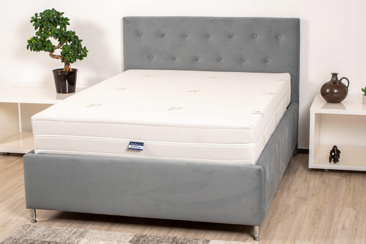 Saltea cu memorie Somnart XXL Memory Plus 90x200, înălțime 25 cm, pentru persoane supraponderale, husă Aloe Vera detașabilă, rulată, fermitate mare [9]