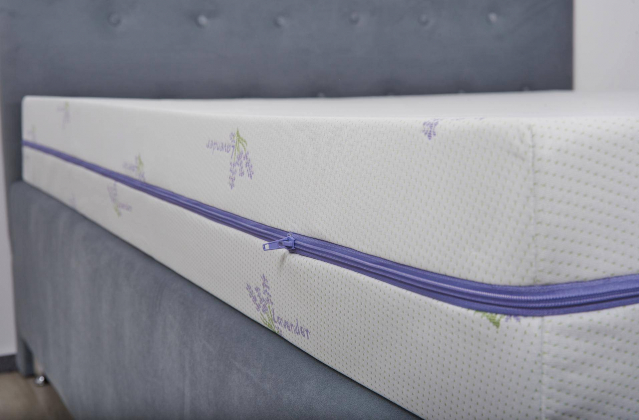 Saltea cu memorie Somnexpert Lavanda 90x200, înălțime 16 cm, ortopedică, husă tratată cu lavandă, lavabilă, cu fermoar, rulată, fermitate medie [11]