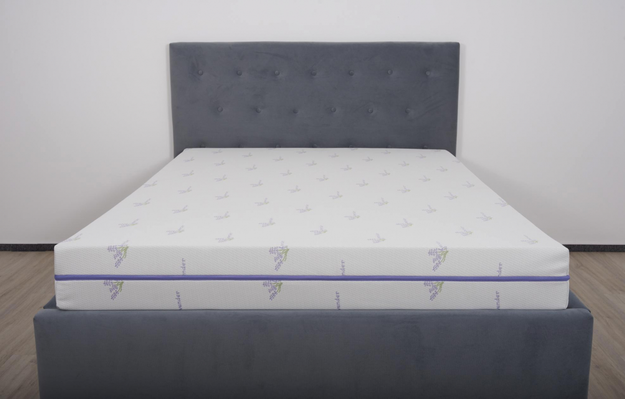 Saltea cu memorie Somnexpert Lavanda 90x200, înălțime 16 cm, ortopedică, husă tratată cu lavandă, lavabilă, cu fermoar, rulată, fermitate medie [18]