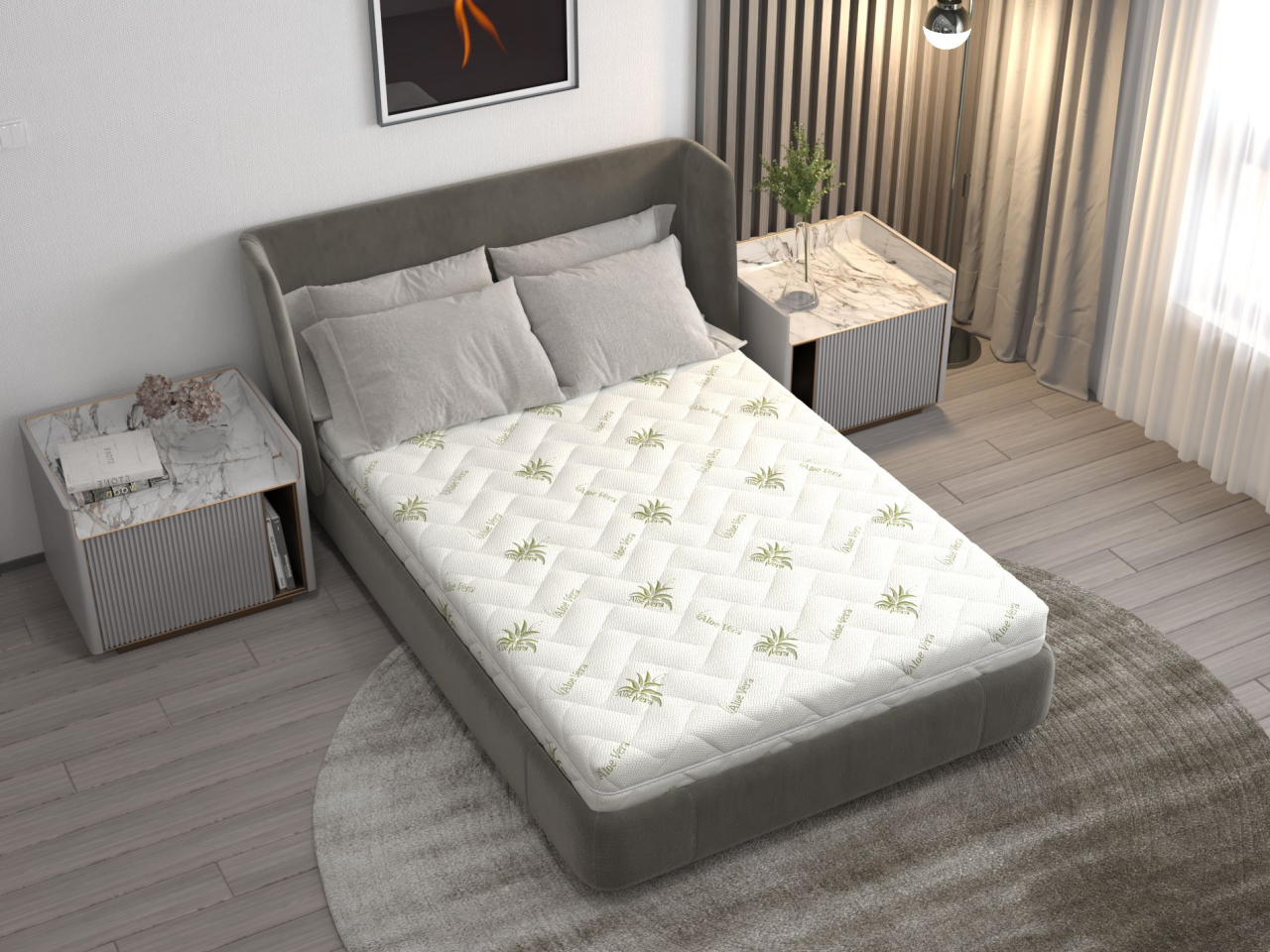 Saltea cu spumă poliuretanică Confort 4Family 90x190, înălțime 14 cm, cu Aloe Vera, husa lavabilă și detașabilă cu fermoar, fermitate medie [3]