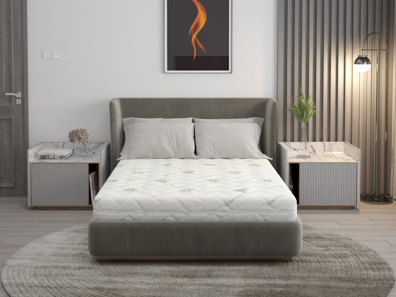 Saltea cu spumă poliuretanică Confort 4Family 90x190, înălțime 14 cm, cu Aloe Vera, husa lavabilă și detașabilă cu fermoar, fermitate medie [1]