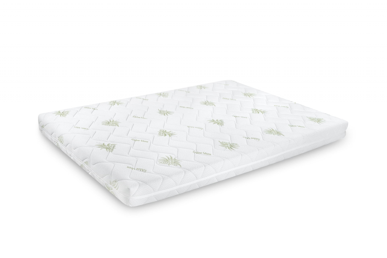 Saltea cu spumă poliuretanică Confort 4Family Aloe Vera 90x200 Somnart, înălțime 14 cm, husă lavabilă și detașabilă cu fermoar, fermitate medie [9]