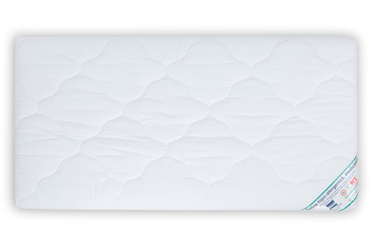 Saltea cu spumă poliuretanică HypoallergenicMed 80x160, înălțime 10 cm, pentru bebeluși și copii, husă bumbac, fermitate medie [2]