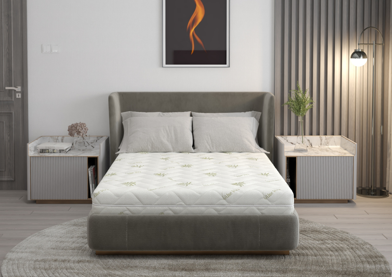 Saltea cu spumă poliuretanică SomnART FermiMax Aloe Vera 120x200, înălțime 15 cm, anatomică, husa lavabilă și detașabilă cu fermoar, rulată, fermitate ridicată [3]