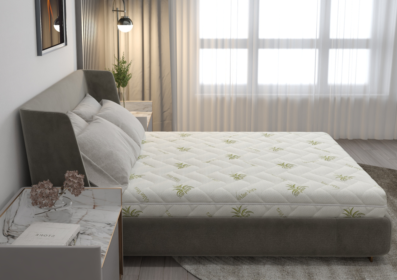 Saltea cu spumă poliuretanică SomnART FermiMax Aloe Vera 120x200, înălțime 15 cm, anatomică, husa lavabilă și detașabilă cu fermoar, rulată, fermitate ridicată [4]