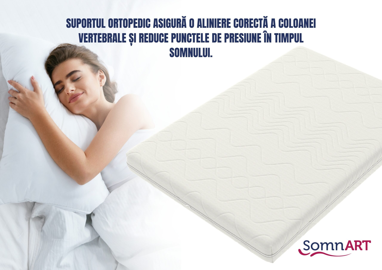 Saltea cu spuma poliuretanica Somnart Optimax Ortopedic 80x200, inaltime 18 cm, ortopedica, husa detasabila si lavabila, rulata, fermitate medie [3]