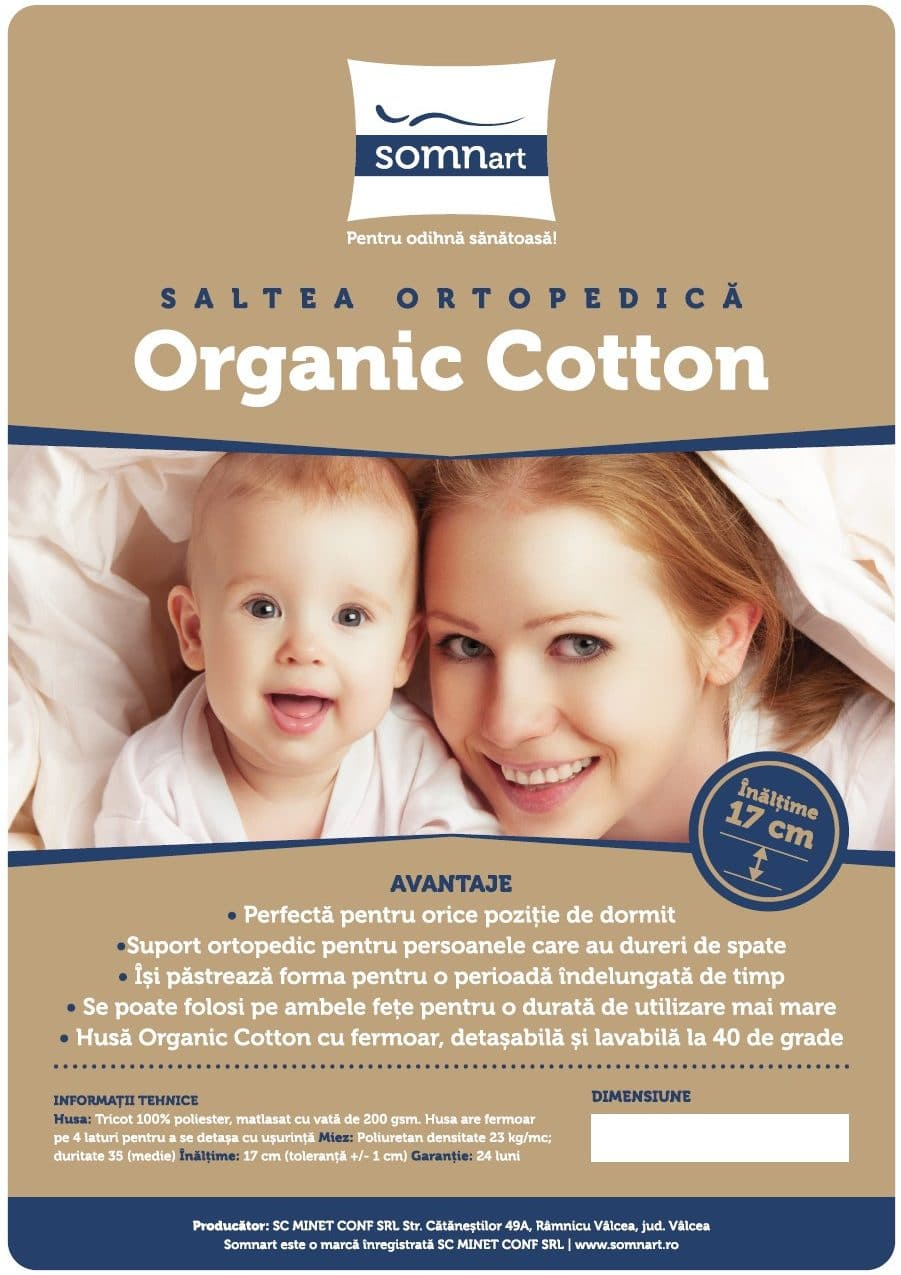Saltea cu spuma poliuretanica Somnart Ortopedic Bio Cotton 140x200, inaltime 17 cm, ortopedica, husa detasabila si lavabila, fermitate medie [11]