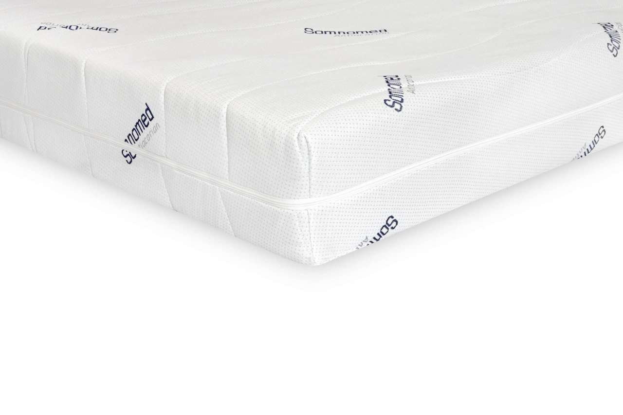 Saltea cu spumă poliuretanică Somnomed Antiacaria 140x200, înălțime 20 cm, pentru alergici, husă detașabilă și lavabilă cu tratament antiacarian, fermitate medie [10]