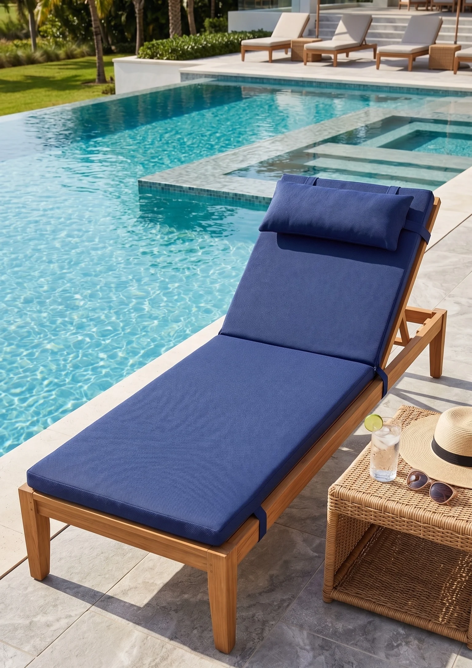 Saltea sezlong premium 2 segmente bleumarin pentru terasa si piscina [2]