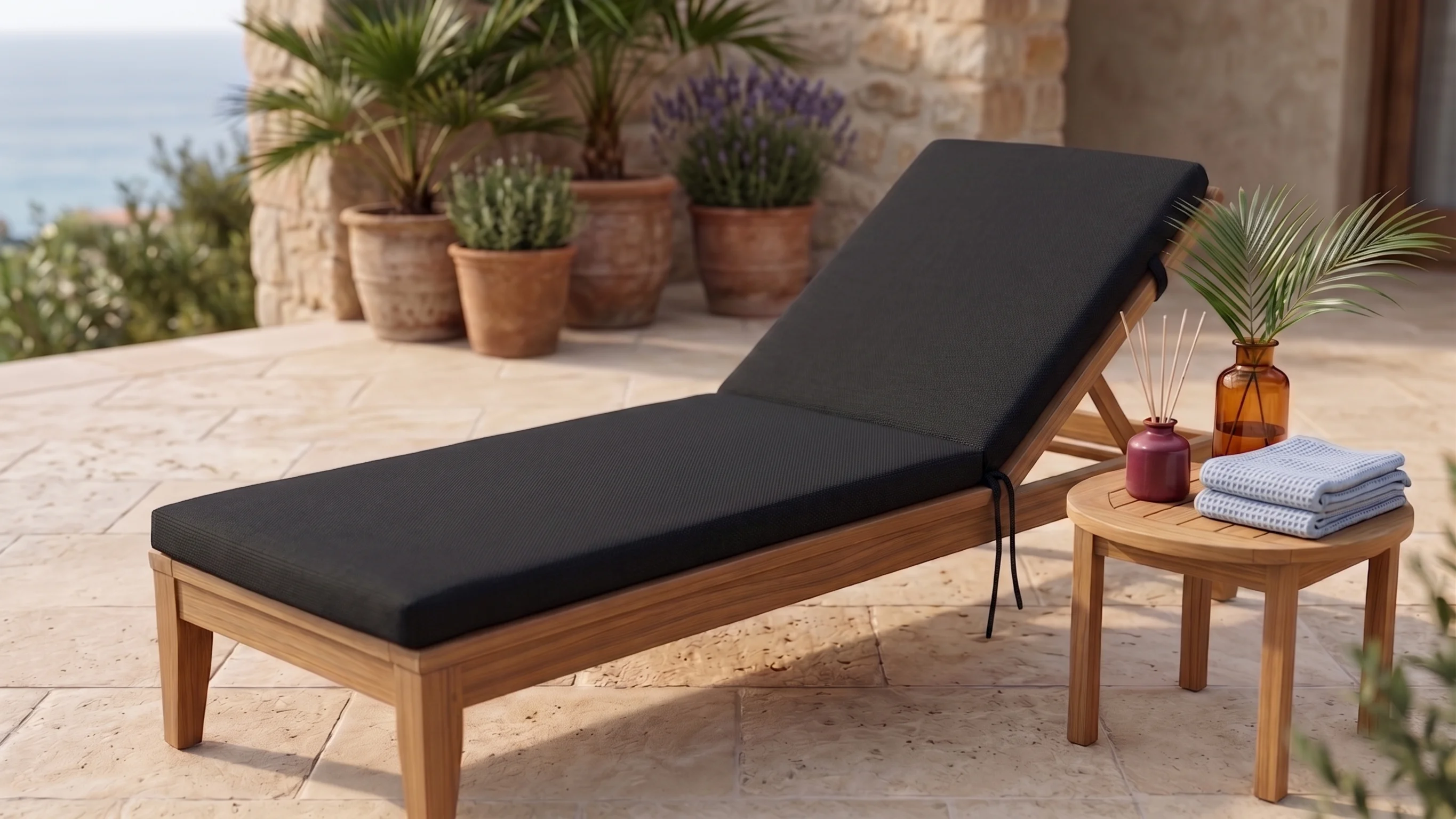Saltea sezlong premium 2 segmente negru pentru gradina si terasa [2]