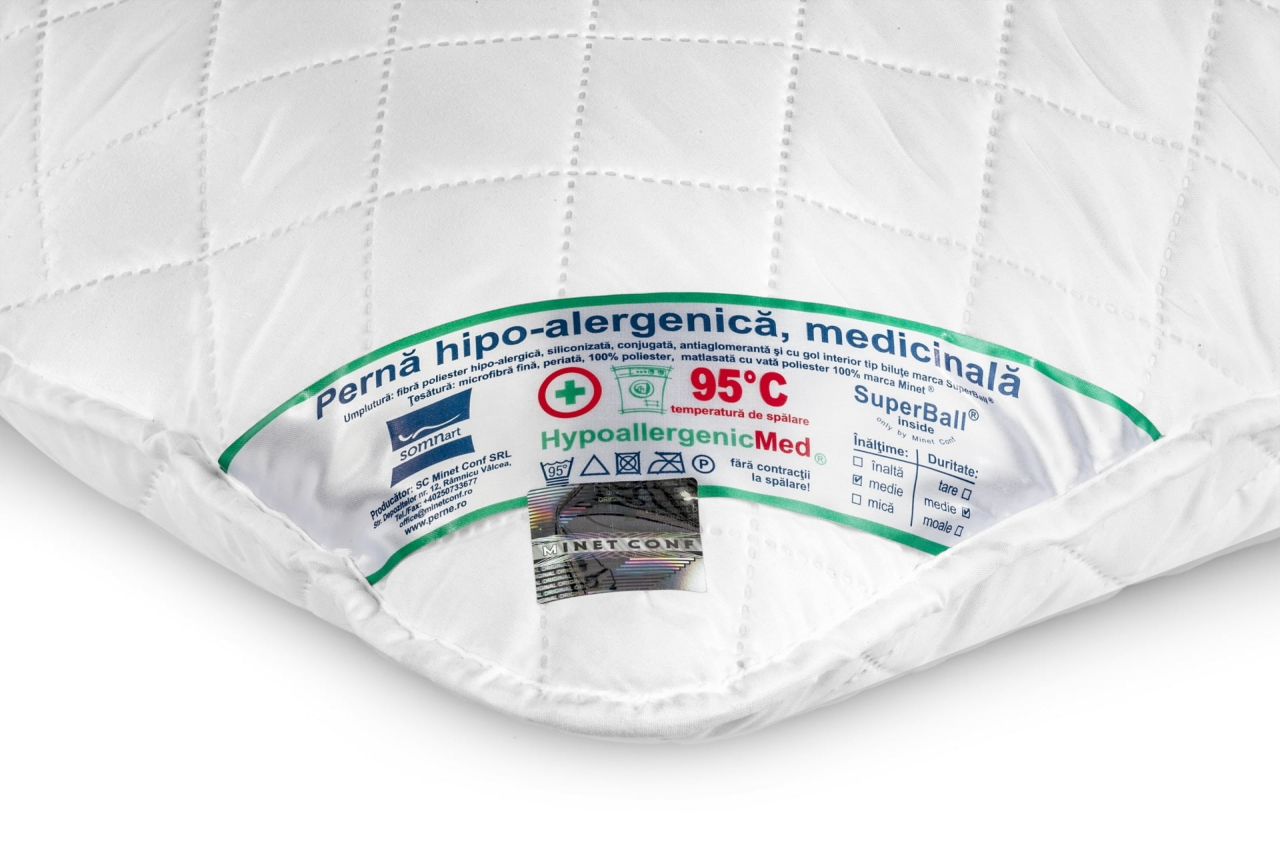 Set 4 perne matlasate microfibra HypoallergenicMed Somnart, lavabile la 95°C, 70 X 70 [7]