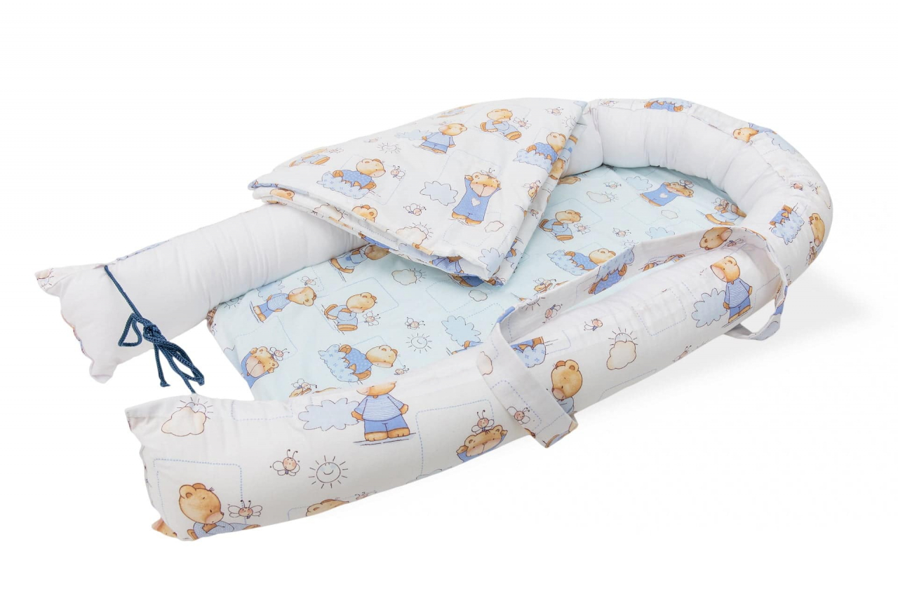 Baby Nest Somnart: Cosulet bebelusi + Salteluta 42x84x2 cm + Paturica 70x70 cm model Ursuleti [3]