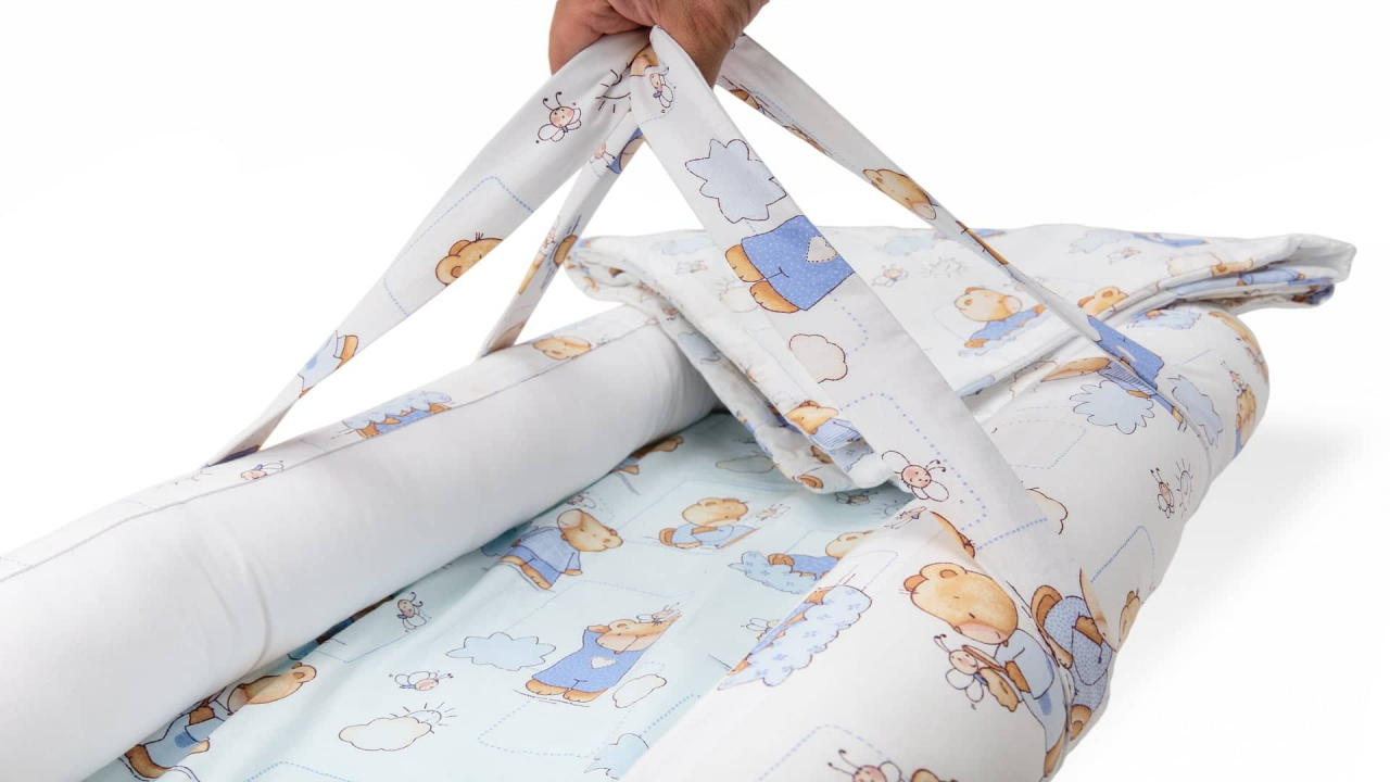 Baby Nest Somnart: Cosulet bebelusi + Salteluta 42x84x2 cm + Paturica 70x70 cm model Ursuleti [2]