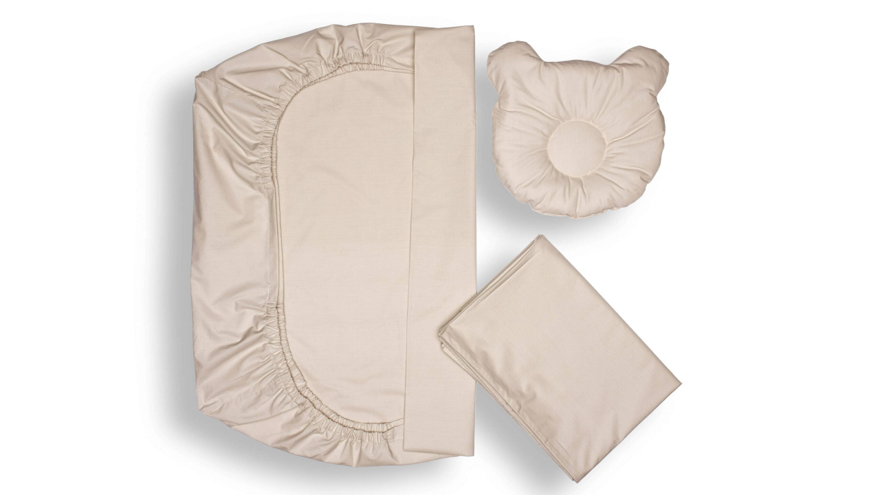 Set lenjerie patut + pernuta pentru formarea capului bebelusului SomnArt, bumbac egiptean, 60x120 cm, Alb [4]