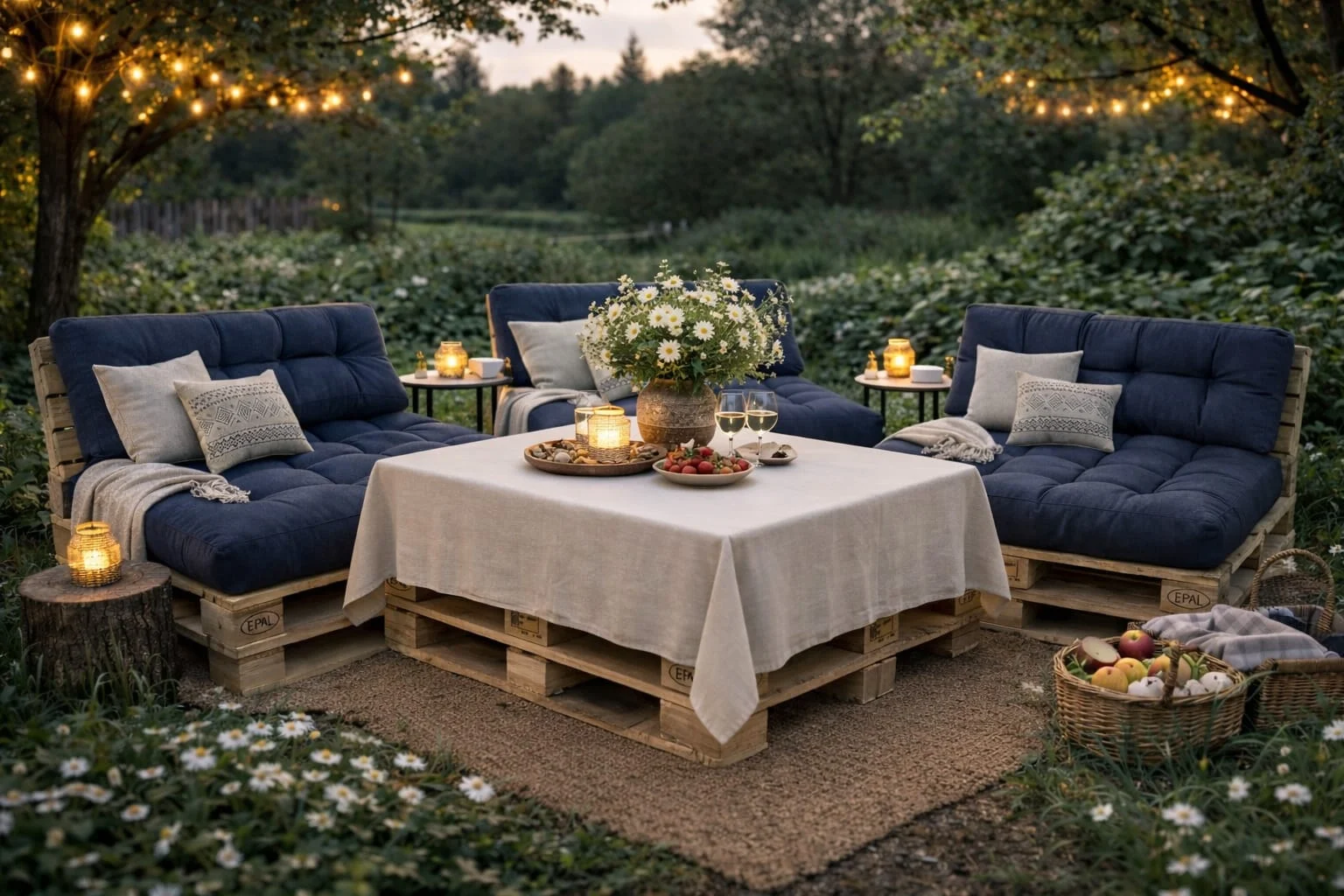Set perne gradina Pallet Soft Seating - Albastru [3]