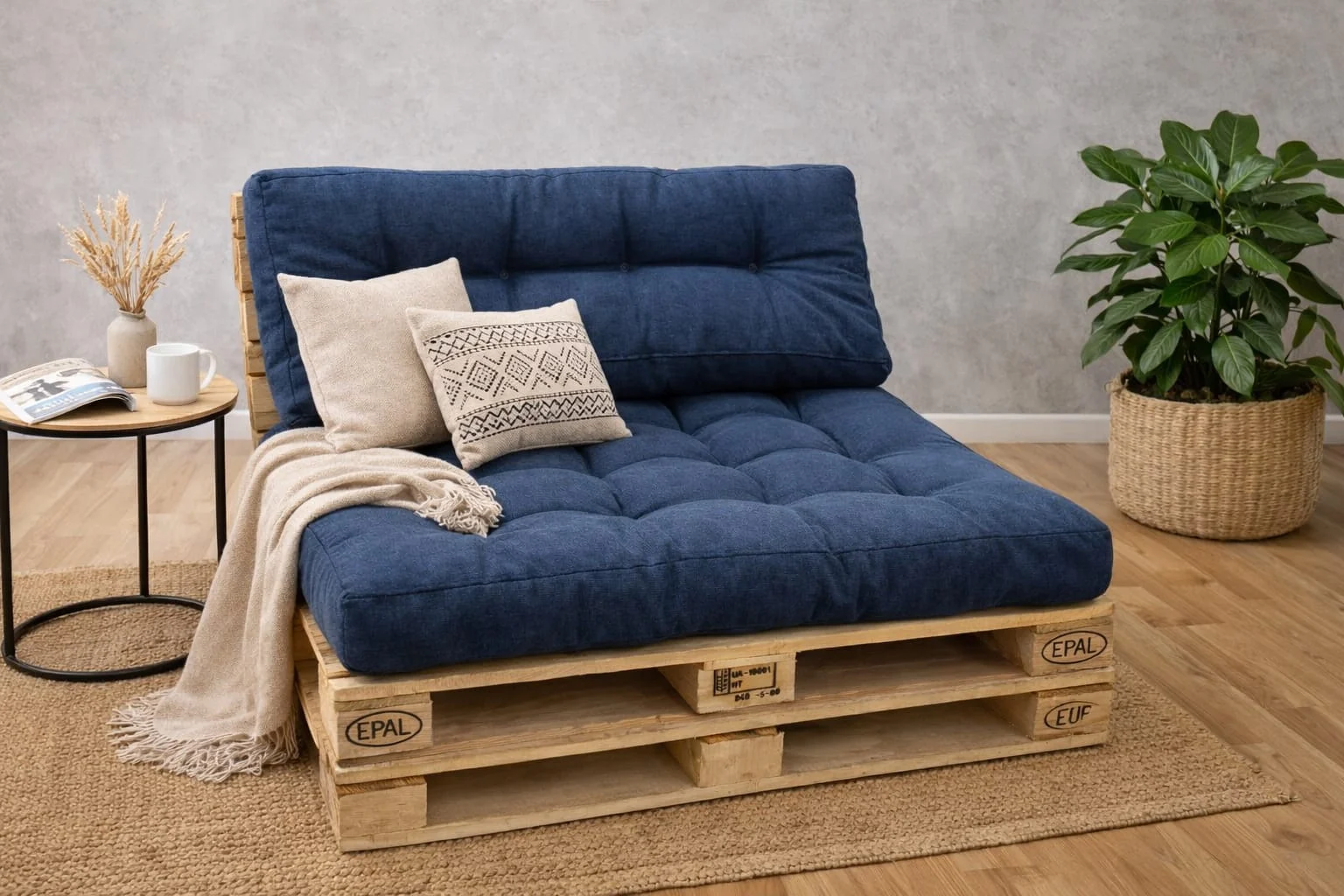 Set perne gradina Pallet Soft Seating - Albastru [2]
