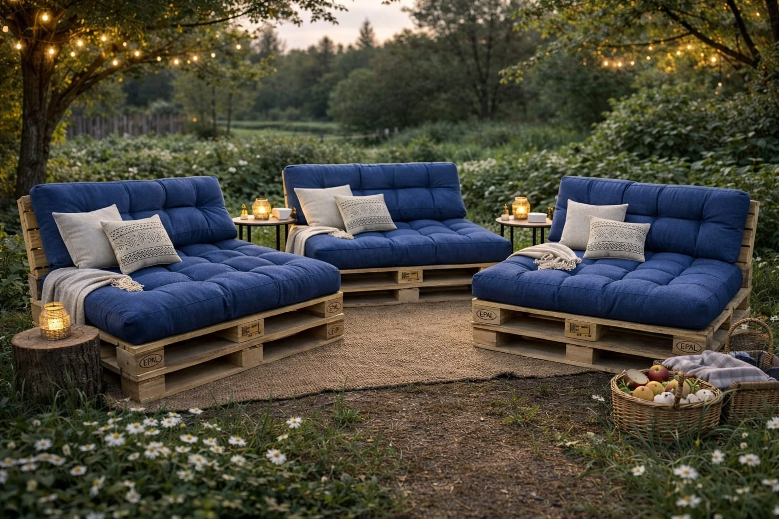 Set perne gradina Pallet Soft Seating - Albastru [5]
