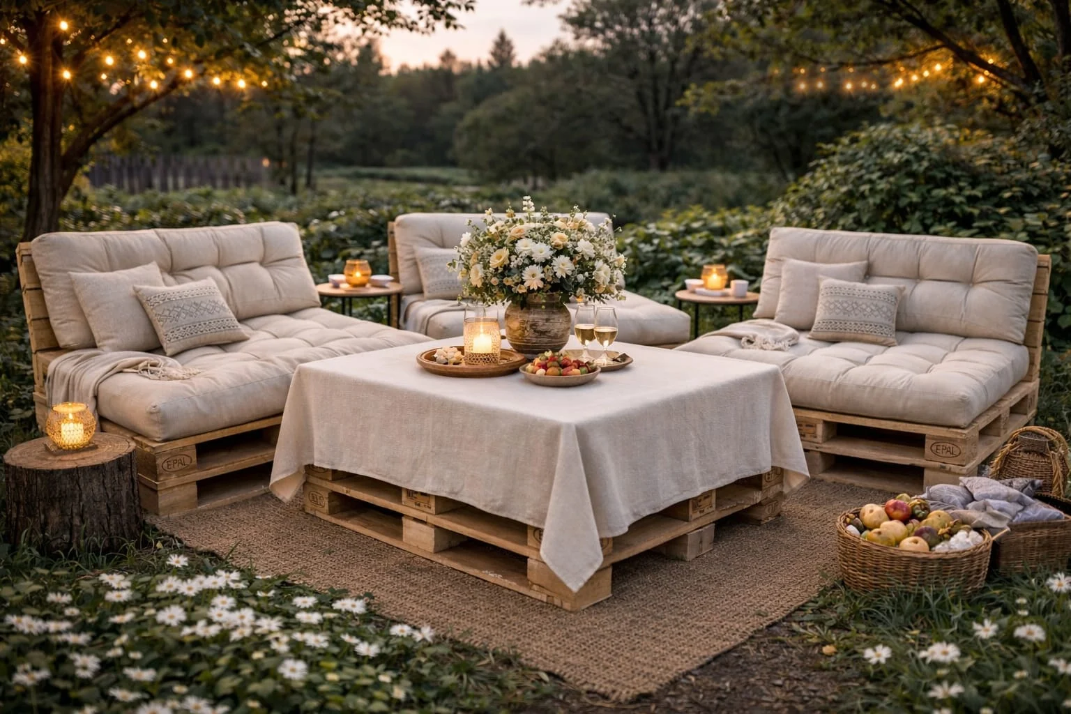 Set perne gradina Pallet Soft Seating - Crem [3]