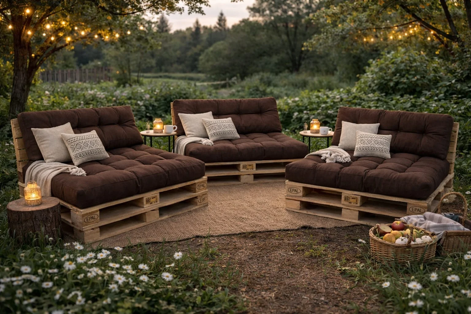Set perne gradina Pallet Soft Seating - Maro [5]