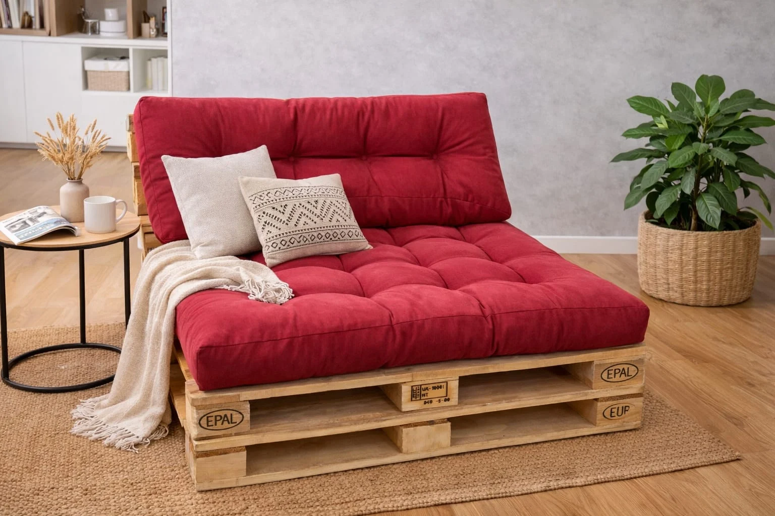 Set perne gradina Pallet Soft Seating - Rosu [2]