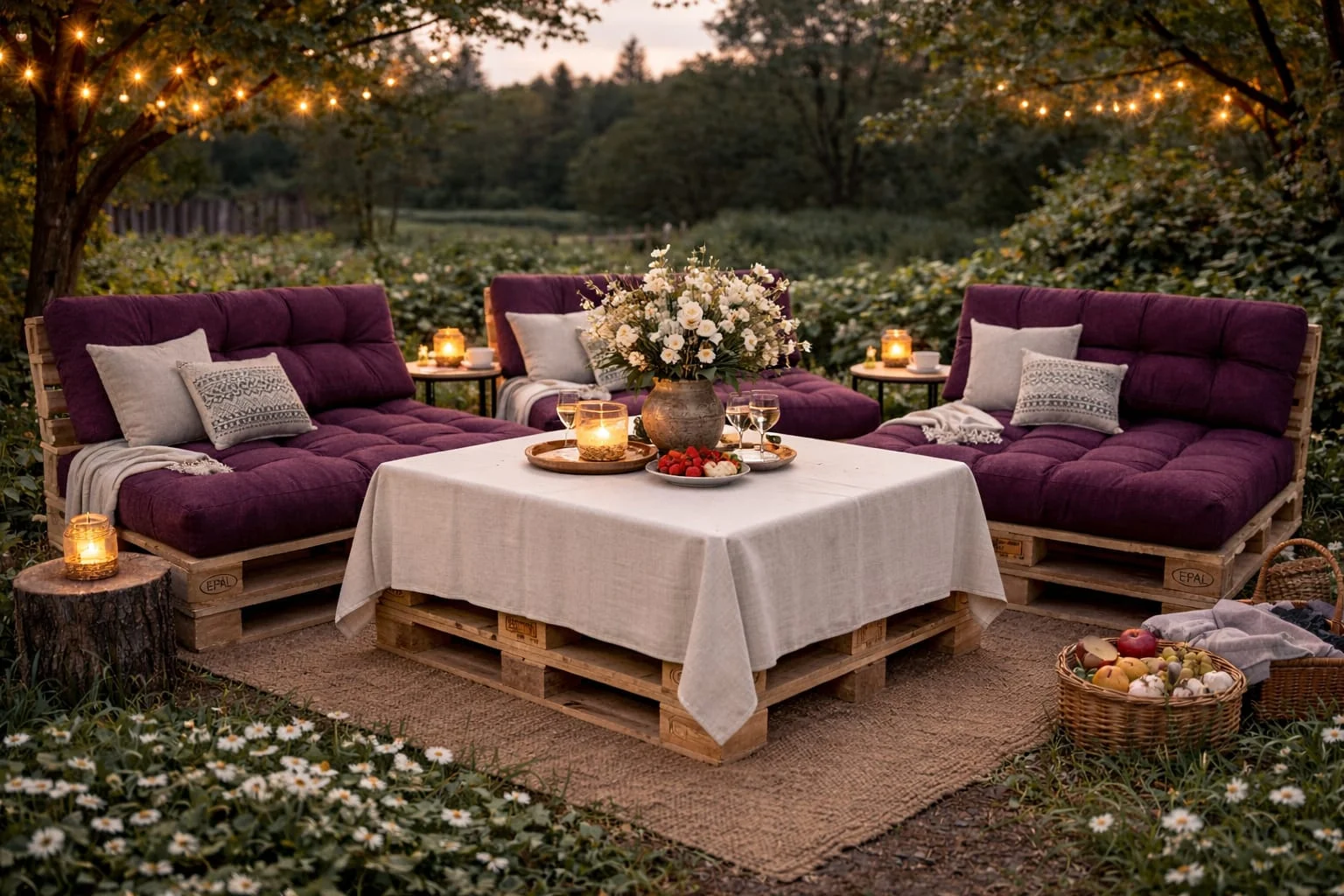 Set perne gradina Pallet Soft Seating - Violet [4]