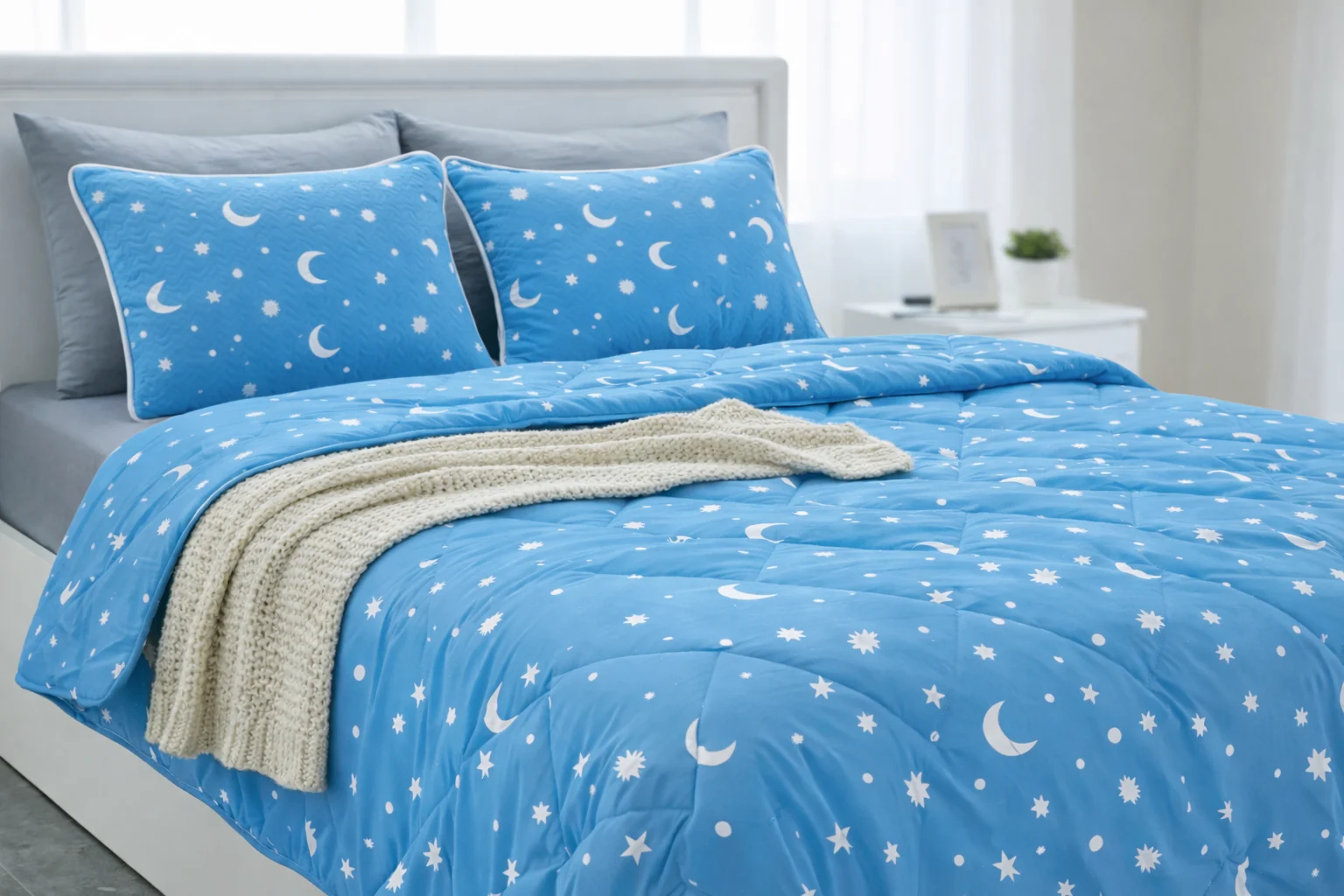 Set pilota 200x215cm 370g cu 2 perne 50x70,bleu- PLT35 [2]