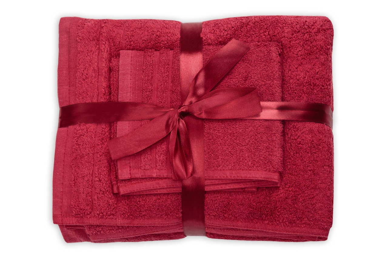 Set prosoape bumbac Somnart, 600gsm, de fata 50x90 cm + de corp 70x140 + de maini 30x50 cm - bordeaux [3]
