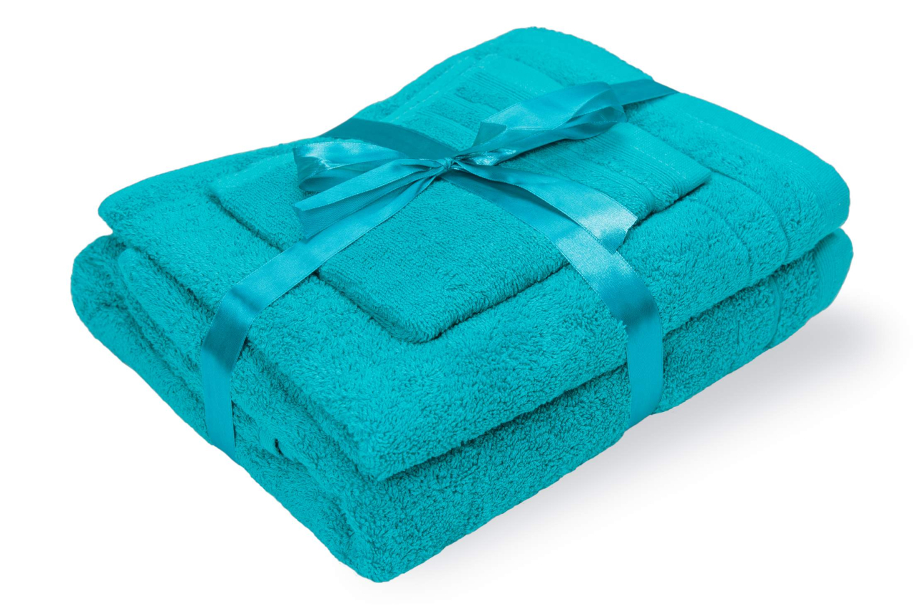 Set prosoape bumbac Somnart 600gsm de fata 50x90 cm + de corp 70x140 + de maini 30x50 cm, turcoaz [4]