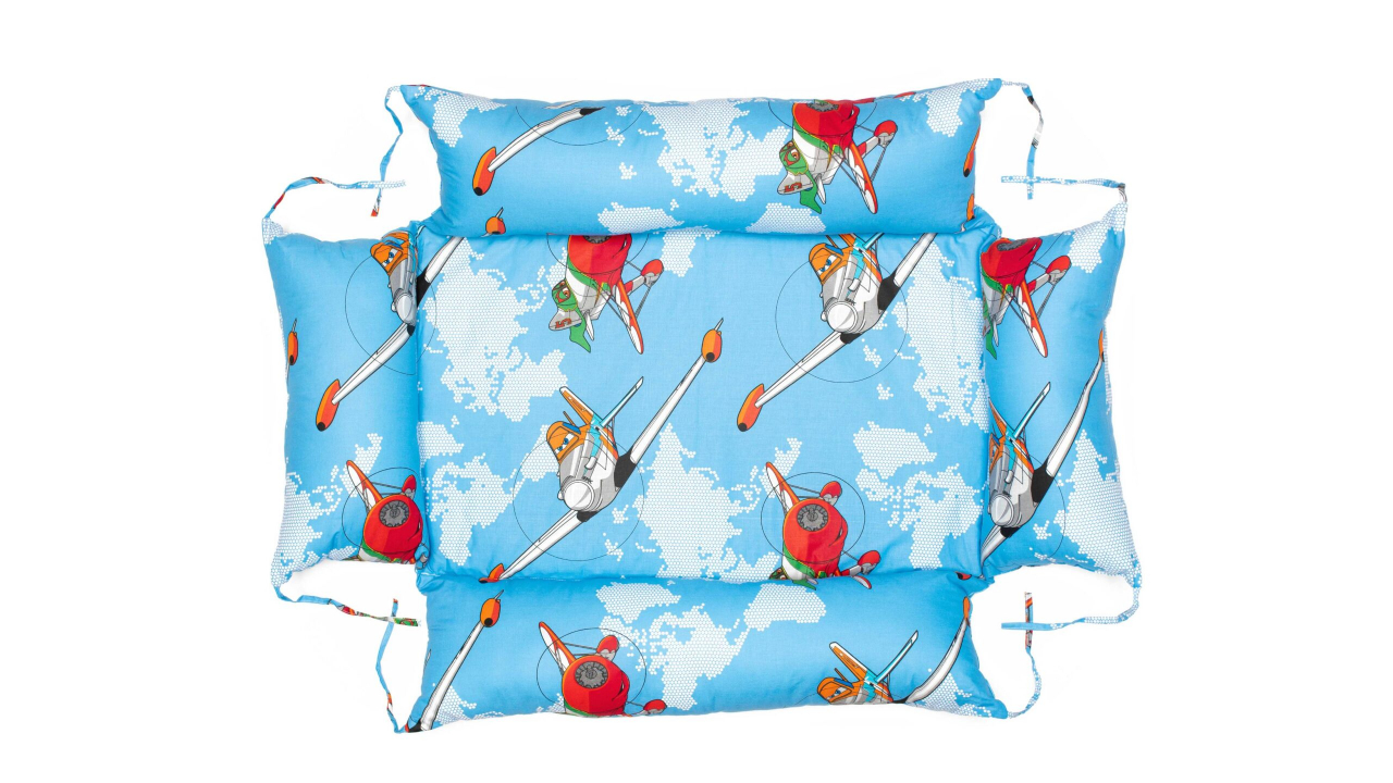Set reductor bebe nest + paturica + pernuta pentru formarea capului bebelusului SomnArt, model fluturi, Bleu [10]