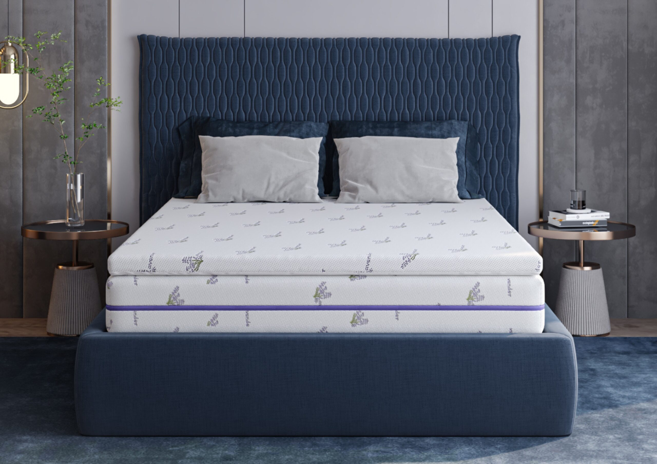 Topper cu spuma poliuretanica Superconfort Lavant 7 Zone 90x200, husa detasabila si lavabila, tratament lavanda, fermitate medie [14]