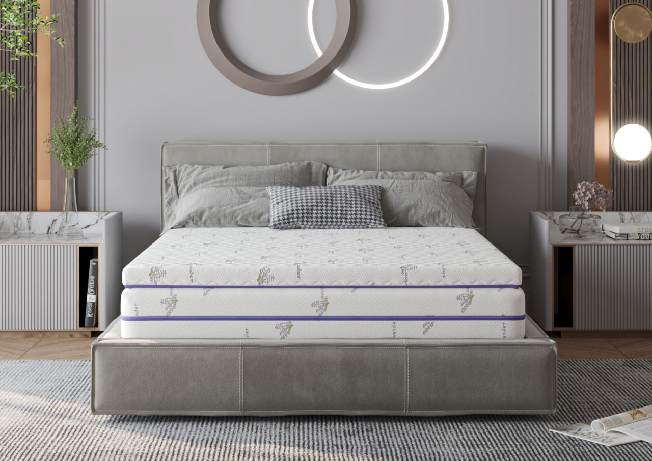 Topper cu spuma poliuretanica Superconfort Lavant 7 Zone 90x200, husa detasabila si lavabila, tratament lavanda, fermitate medie [3]