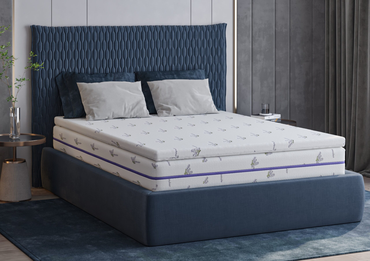 Topper cu spuma poliuretanica Superconfort Lavant 7 Zone 90x200, husa detasabila si lavabila, tratament lavanda, fermitate medie [13]