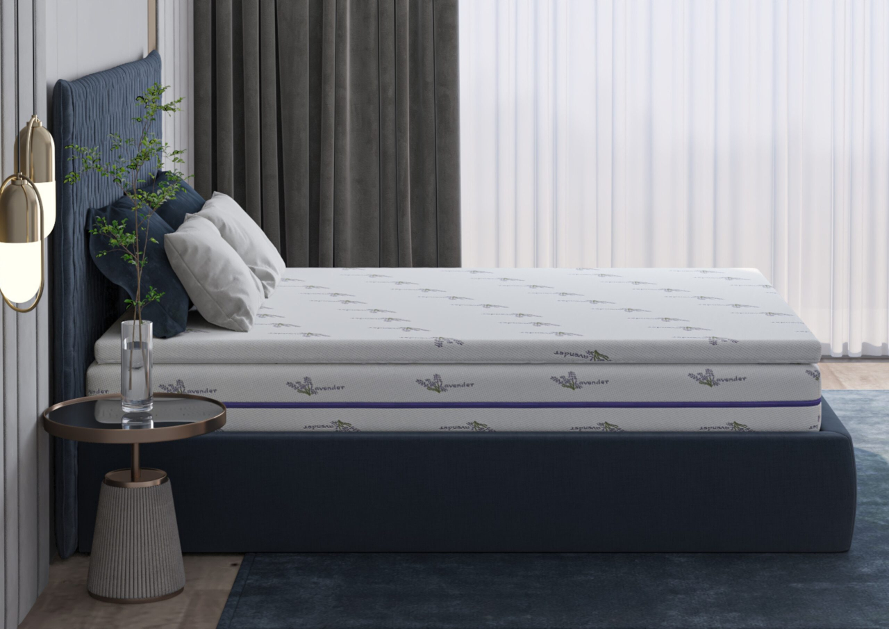 Topper cu spuma poliuretanica Superconfort Lavant 7 Zone 90x200, husa detasabila si lavabila, tratament lavanda, fermitate medie [15]