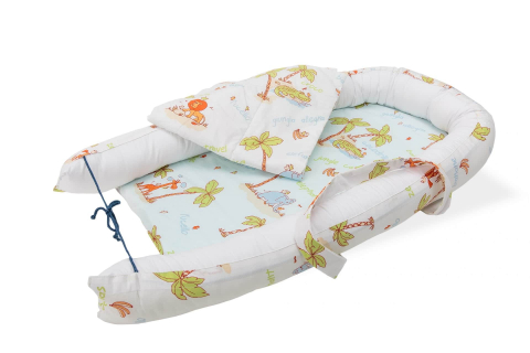 Baby Nest Somnart: Cosulet bebelusi + Salteluta 42x84x2 cm + Paturica 70x70 cm model Jungle [2]