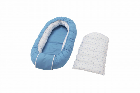 Cuib bebelusi pozitionator SomnArt baby nest, 94x60cm, albastru [1]