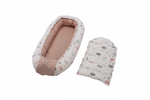 Cuib bebelusi pozitionator SomnArt baby nest, 94x60cm, roz [1]