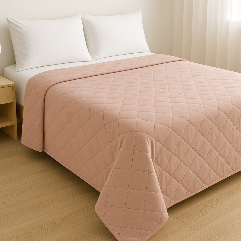 Cuverturi pat - Cuvertura de pat velour, Somnart, 220x240 cm, cappucino