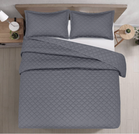 Cuvertura de pat velour, Somnart, 220x240 cm, gri [1]