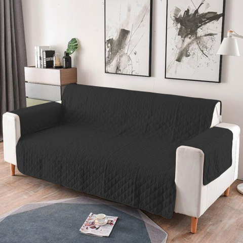 Cuverturi canapea trei locuri - Cuvertura matlasata canapea 3 locuri model romburi neagra