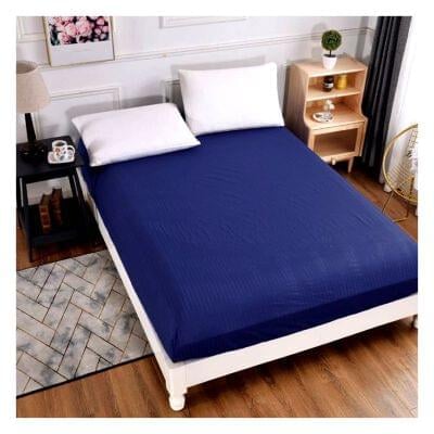 Huse de pat - Husa de pat cu elastic damasc satinat,bleumarin,180x200cm-D105