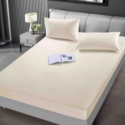 Huse de pat - Husa de Pat din Catifea cu Elastic si 2 Fete de Perna 50x70cm,180x200cm,Crem-D142