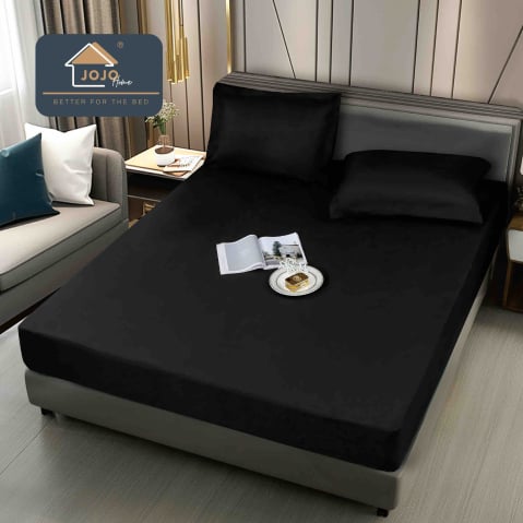 Huse de pat - Husa de Pat Impermeabila cu Elastic si  2 Fete de Perna 50x70cm,160/180x200cm, Neagra-D125